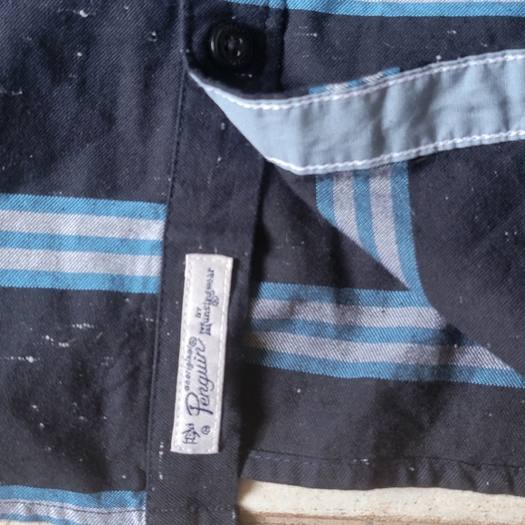 Original Penguin Long Sleeve Casual Button Down Blue Striped Men's XL - Picture 4 of 16